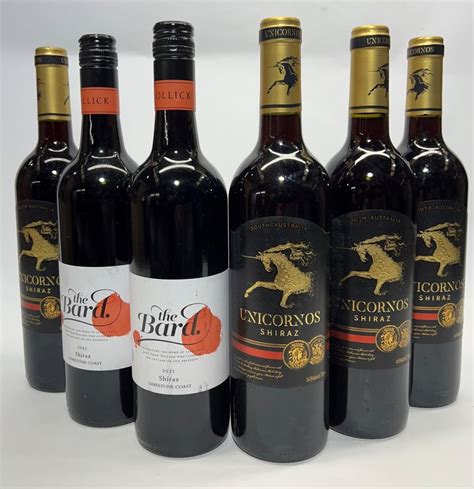 Sold At Auction Six Australian Shiraz Hollick The Bard 2021 And Unicornos Shiraz 2019 750 Ml