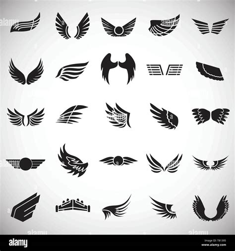 Wings icons set on white background for graphic and web design. Simple vector sign. Internet ...