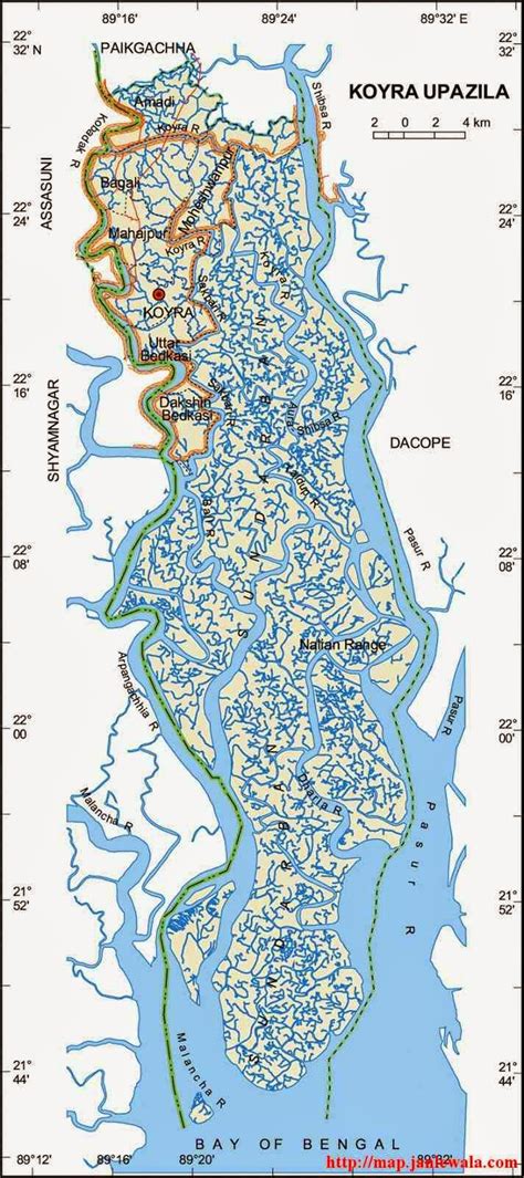 Koyra Upazila Map Khulna District Bangladesh