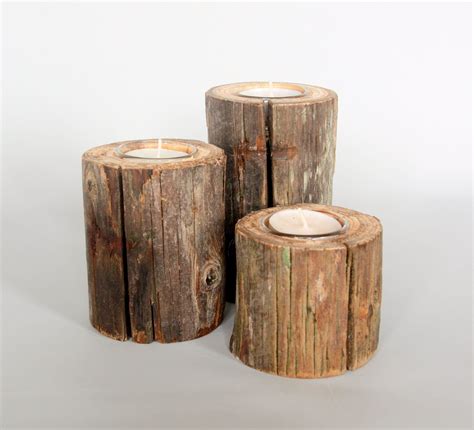 Rustic Tea Light Candle Holders Handmade From A Reclaimed Old Fence