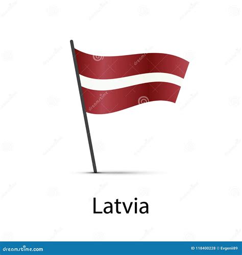 Latvia Flag On Pole Infographic Element On White Stock Vector Illustration Of Graphic