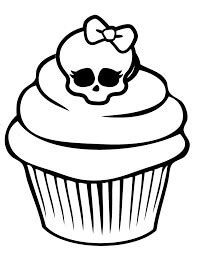 Calavera En Cupcake Para Colorear Imprimir E Dibujar Coloringonly