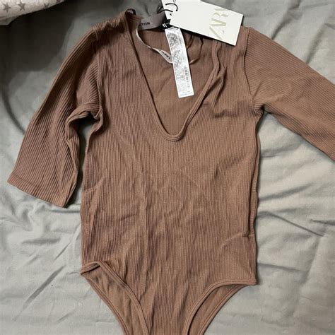 Nude Zara Bodysuit Never Worn Brand New XS S Depop