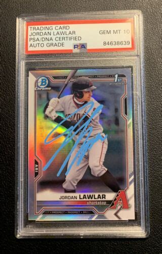 Jordan Lawlar Signed Bowman Chrome Prospect St Refractor Auto Psa