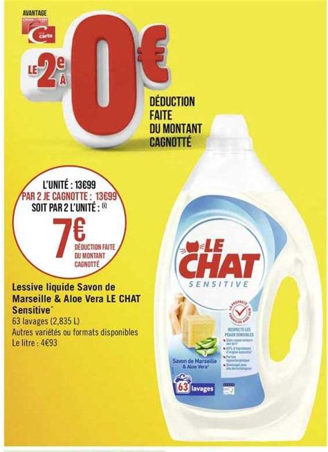 Promo Lessive Liquide Savon De Marseille Aloe Vera Le Chat Sensitive