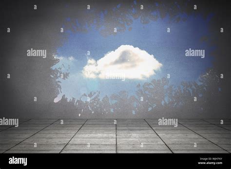 Splash On Wall Revealing Cloud In Sky Stock Photo Alamy