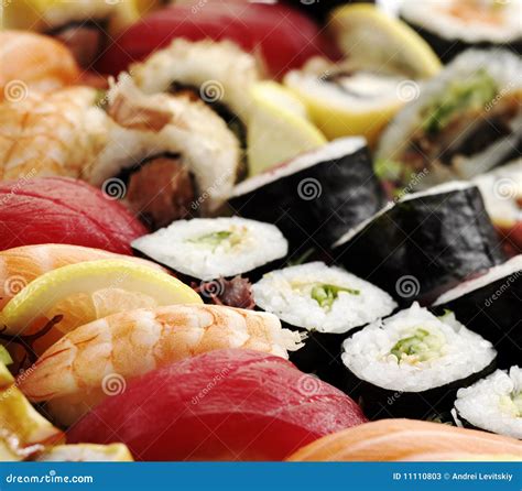 Fresh Sushi Stock Image Image Of Closeup Color Lemon 11110803