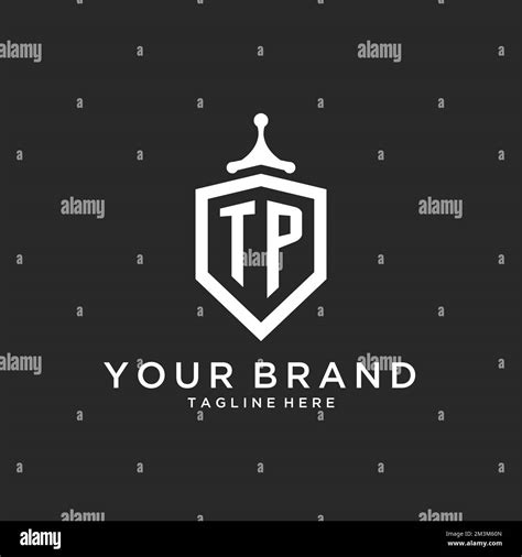 TP Monogram Logo Initial With Shield Guard Shape Design Ideas Stock