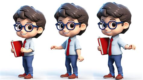 Premium Photo A Series Of Animated Cartoon Characters With Glasses