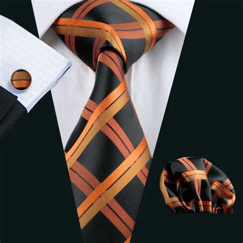 LS 344 Hot Tie Plaid Fashion 100 Silk Jacquard Woven Tie Hanky