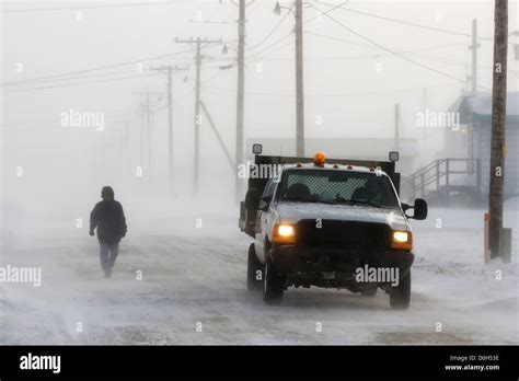 Blizzard in an Arctic Village Stock Photo - Alamy