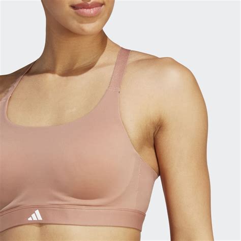 Adidas Tailored Impact Luxe Training High Support Bra Brown Adidas Uae