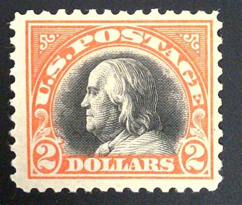 Us Scott 523 F Vf 2 Orange Red And Black Franklin Og Hr 1918 United States General