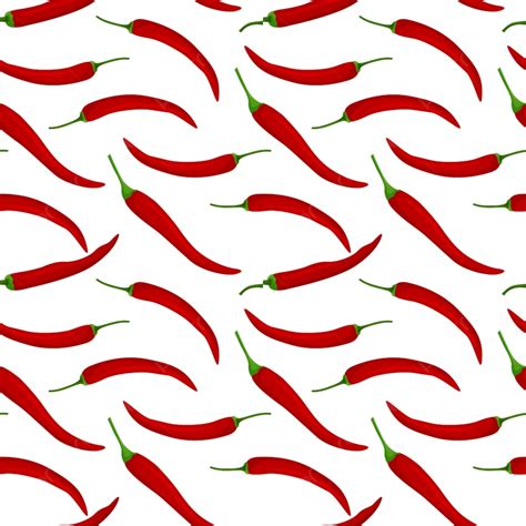 Vector Seamless Chili Pepper Pattern Background Ornament Spice Taste