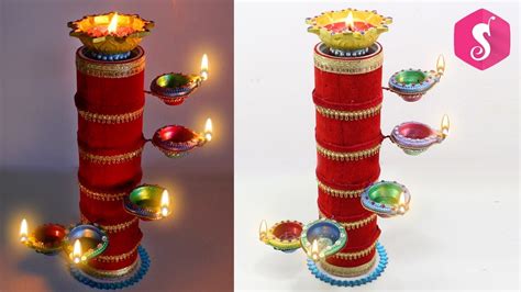 Diya Stand From Cardboard Roll Diwali Craft Idea Sonalis Creations