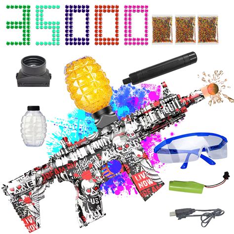 Autrucker splatterball gun Splatter Gun with 35000 Water Beads Team Game Gift for Boys and Girls ...