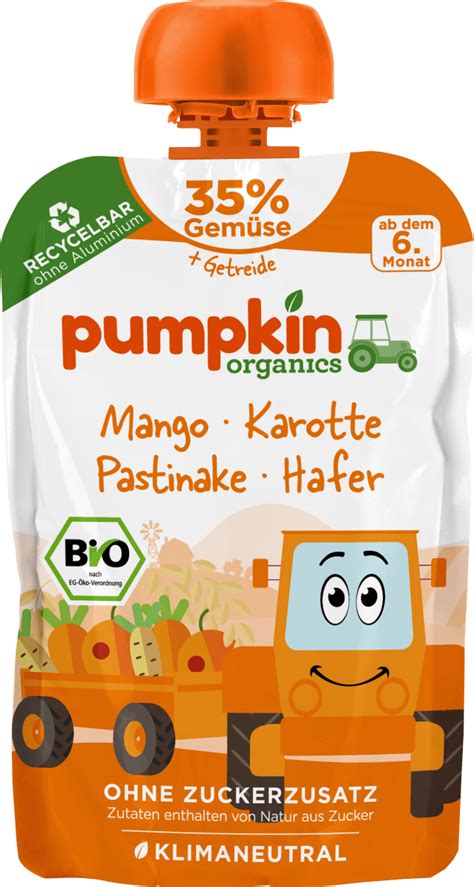 Pumpkin Organics Quetschie Mango Karotte Pastinake Und Hafer Ab 6