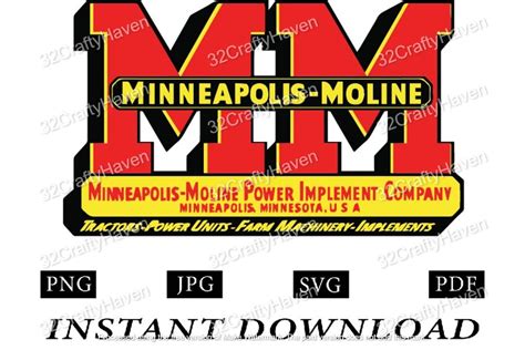 Minneapolis Moline Tractor Logo / Instant Download / Print Cut Template ...