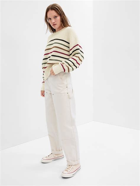 Relaxed Stripe Shaker Stitch Sweater Gap Factory