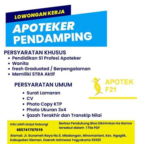 Lowongan Kerja Apoteker Pendamping Di Apotek F Minomartani