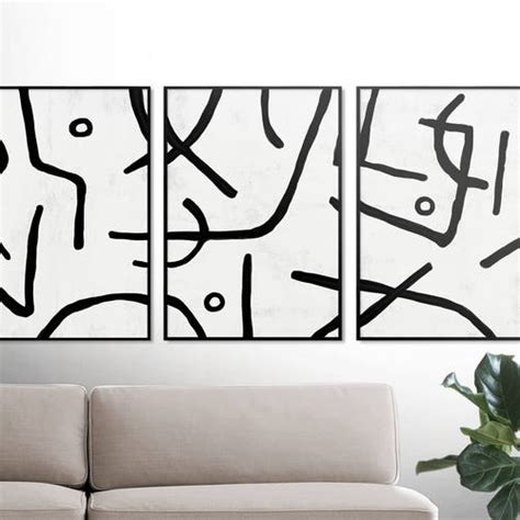 Abstract Art Print Set 3 Black And White Abstract Art Etsy