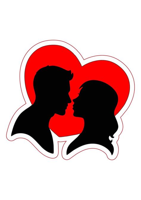 The Silhouettes Of Two People Are Kissing In Front Of A Heart Shaped