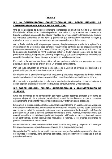 Consti II Tema 5 TEMA 5 5 LA CONFIGURACIN CONSTITUCIONAL DEL PODER