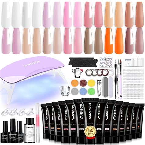 Poly Extension Gel Nail Kit Pcs Poly Gel With Mini Nail Lamp Clear Nude Poly Gel Kits With