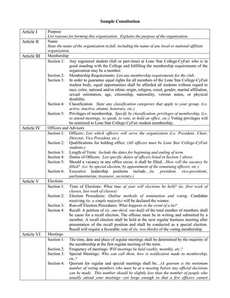 General Constitution Formattemplate