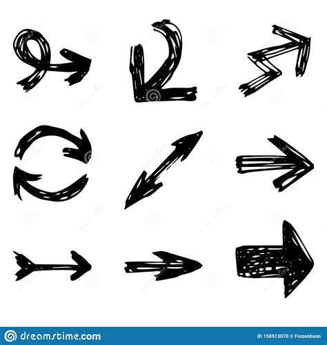 Hand Drawn Arrows Set Doodle Icon Hand Drawn Black Sketch Sign