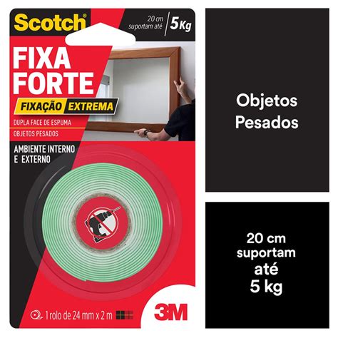 Fita Dupla Face Scotch Fixa Forte Fixa O Extrema Mm X Metros