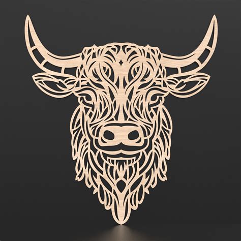 Highland Cow SVG Laser Cutting File 3D Cow Mandala Laser Svg Etsy UK