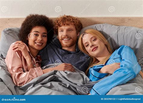 Polygamy Alternative Relationships Three Adults Happy Stock Photo