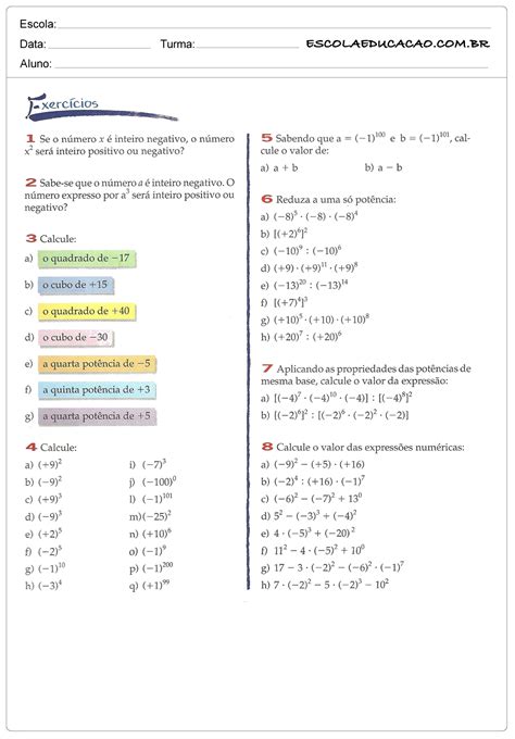 Atividades De Matemática 7 Ano Com Gabarito - EDUCA