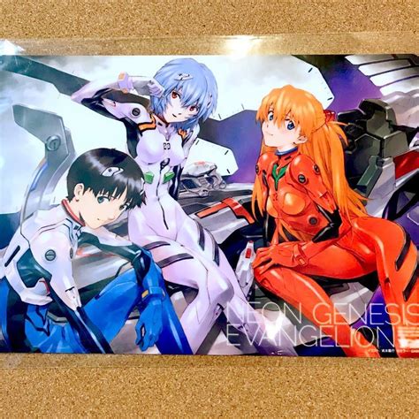 【未使用に近い】【送料無料】新世紀 エヴァンゲリオン Evangelion 下敷き 惣流・アスカ・ラングレー ＆ 綾波 レイ ＆ 碇 シンジの