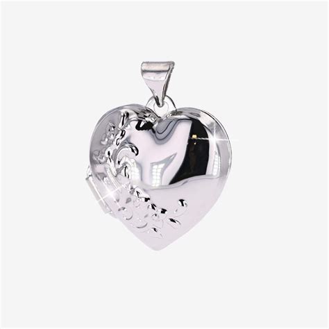 Silver Flower Heart Locket Necklace Warren James