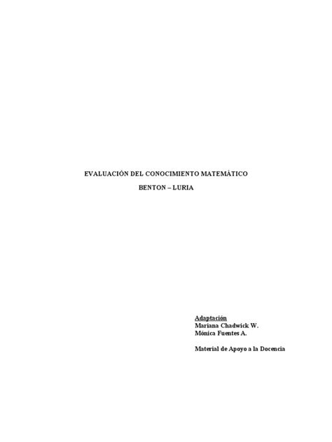 PDF Evaluacion Matematica BENTON LURIA DOKUMEN TIPS