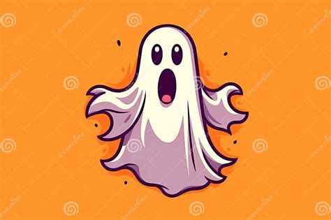 Cute Scared Ghost Halloween Cartoon Stock Illustration - Illustration ...