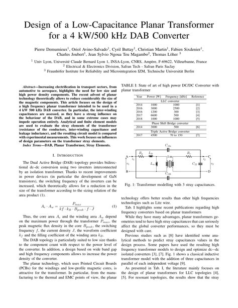 Pdf Design Of A Low Capacitance Planar Transformer For A 4 Kw500 Khz