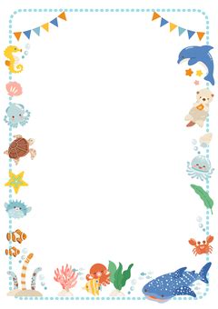海の生き物フレーム01横イラスト - No: 26680380｜無料イラスト・フリー素材なら「イラストAC」