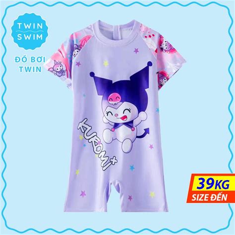 Đồ bơi bé gái liền thân Twin Kuromi đồ đi biển cho bé gái bikini bé gái bộ bơi bé gái tay ngắn