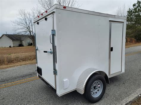 5x8 Single Axle White Steel Pines Enclosed Cargo Trailer