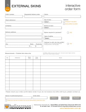 Fillable Online Width Max External Skins Interactive Order Form Fax