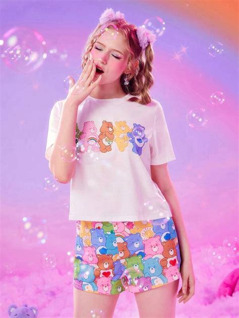 Romwe X Care Bears Cartoon Bear Print Pj Set Shein Usa