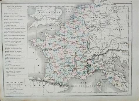 Carte géographique ancienne EMPIRE FRANCAIS divisé en 130