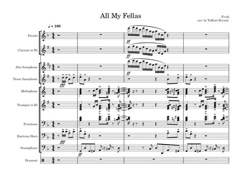 ALL MY FELLAS Frizk Sheet Music For Trombone Tuba Oboe Saxophone