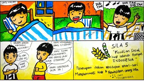 Cara Menggambar Membuat Komik Cerita Bergambar Tema Pancasila Sila Ke5