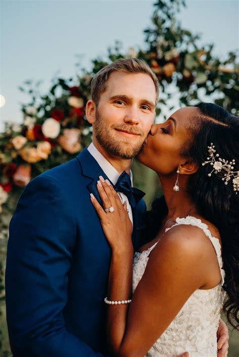 Romantic Interracial Wedding Couple