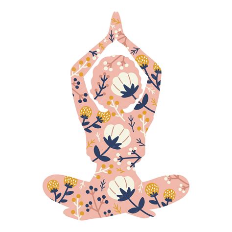 Premium Vector | A yoga pose with a flower pattern on the front.