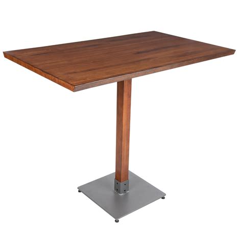 Lancaster Table And Seating Industrial 30 X 48 Solid Wood Live Edge Bar Height Table With Rustic